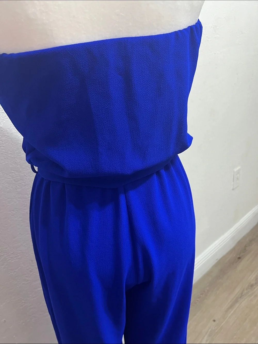 a'gaci Strapless Wide-Leg Jumpsuit in Cobalt Blue